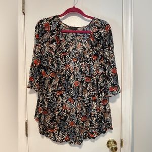 Lucky Brand floral top navy size 1X